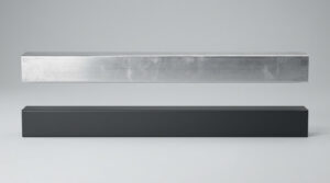 Unbehandeltes Aluminium im Vergleich zu pulverbeschichtetem Aluminium in individueller RAL-Farbe